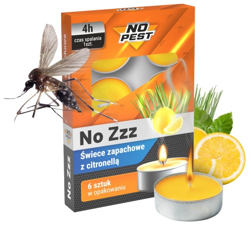 ŚWIECZKI ZAPACHOWE O ZAPACHU OLEJKU CITRONELLA NO PEST ZESTAW 6 SZTUK