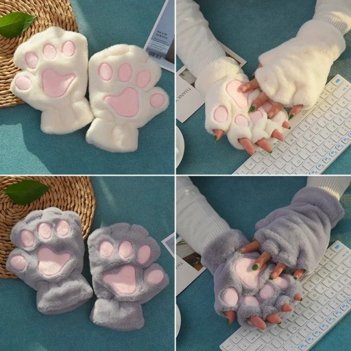 КОСПЛЕЙ FURRY CAT PAW ПЕРЧАТКИ ВАРЕЖКИ БЕЗ ПАЛЬЦЕВ МЕДВЕДЬ МЕХОВОЙ МЕДВЕДЬ