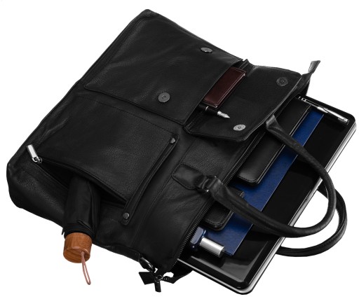 Torba na laptopa skórzana męska czarna na ramię A4