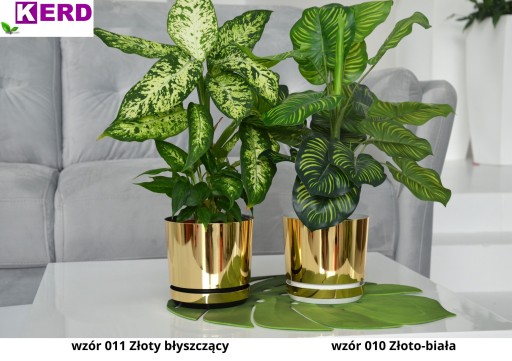 12 GOLD SHINY глянцевый цветочный горшок с подставкой GLAMOUR COVER home
