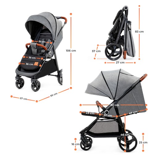 Wózek spacerowy spacerówka 22 kg duże koła i kosz GRANDE PLUS Kinderkraft