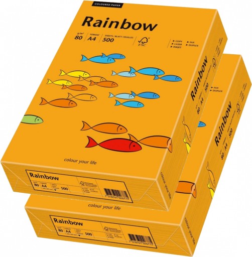 Papier ksero Rainbow A4 80g 500ark pomarańczowy x2