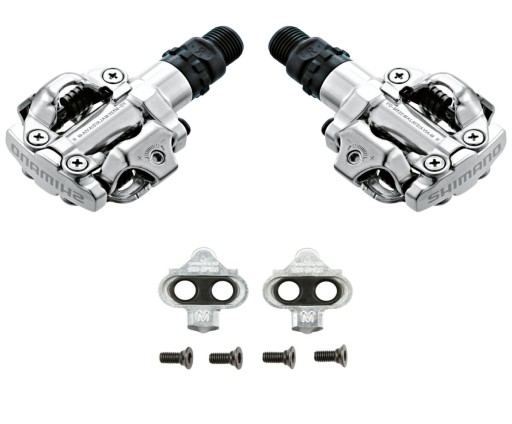 Велосипедные педали на клипсе SPD MTB Shimano PD-M520 серебро 380г + шипы