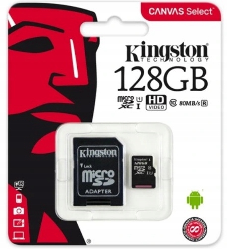 Карта памяти microSD Kingston Canvas Select Plus емкостью 128 ГБ