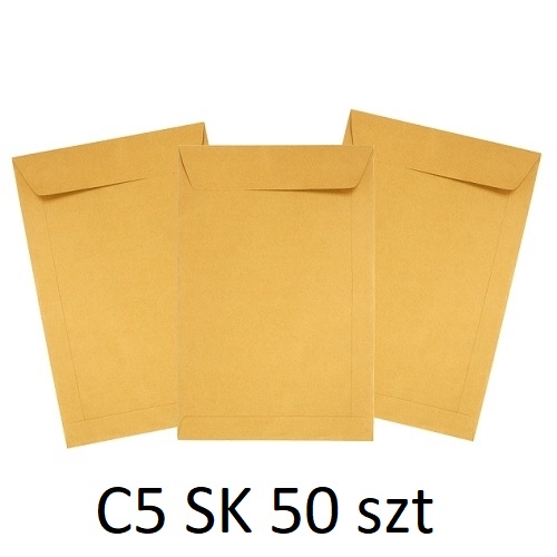 Koperty Papierowe Listowe Brązowe C5 50szt SK