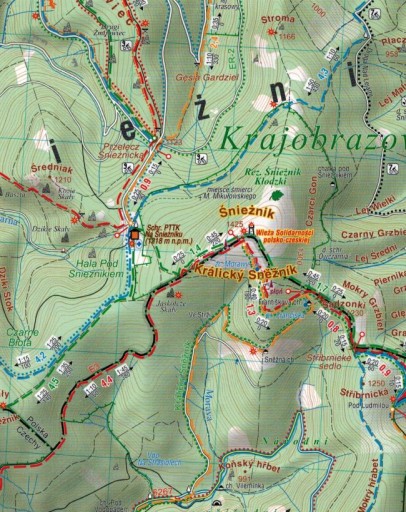 МАССИВ СНЕЖНИК ГОРЫ БЫСТРЖИЦКИЕ ЗЛОТЕ ЛАМИНИРОВАННАЯ КАРТА x 3 КОМПАСА