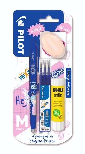 ХЕЙКА, ЭТО ШАРИКОВАЯ РУЧКА LENKA PILOT FRIXION + ПЕРСИКОВЫЙ ЛАСТИК + НАСАДКИ + КЛЕЙ