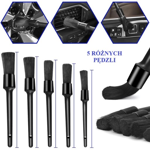 ZESTAW DO DETAILINGU SAMOCHÓD 21 el. SZCZOTKI PĘDZELKI MIKROFIBRA CZYŚCIK