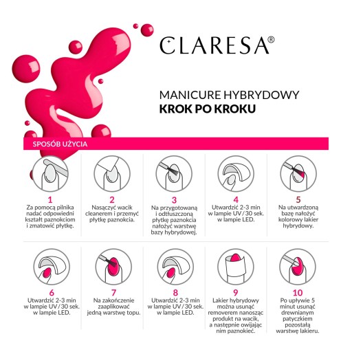 Лак гибридный неоновый розовый Claresa FLUO 5
