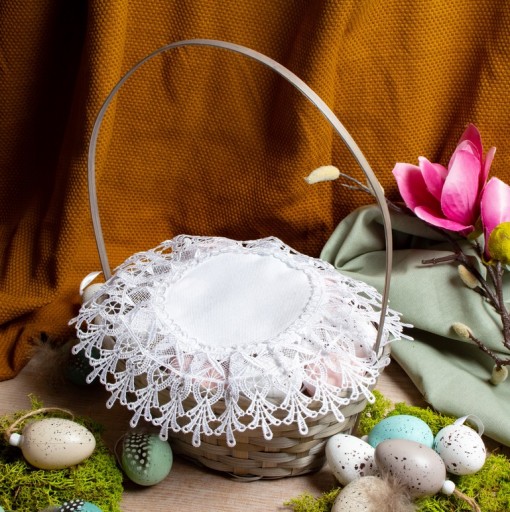 Serwetka BIAŁA DO KOSZYCZKA WIELKANOCNEGO święconka 30 cm koronkowa