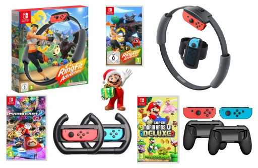 Nintendo SWITCH Oled Neon + игры + стекло + чехол + 2 сердечка + 2 ручки + кольцо Fit