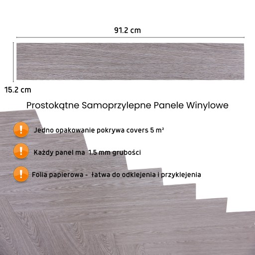 Виниловые панели Дуб СЕРЫЙ 5 м² Самоклеящиеся деревянные половые доски BoHome 3D