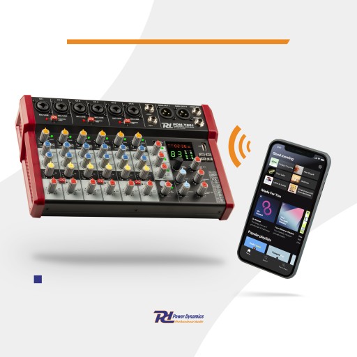 8-канальный студийный микшер PDM-Y801 BT phantom +48V Power Dynamics