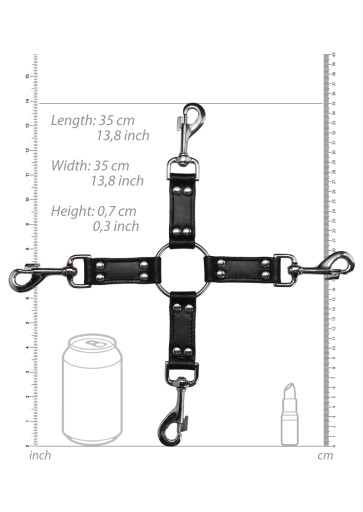BLACK OUCH - 4-WAY LEATHER HOGTIE CROSS