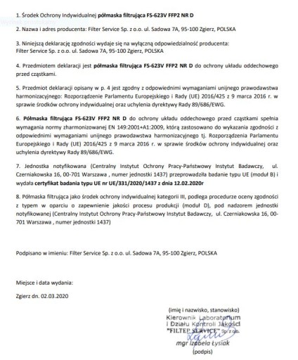 Пылезащитная маска FFP2 от смога ПОЛЬША