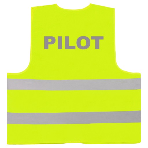 Drogowa kamizelka kierowania ruchem nadruk srebrny odblaskowy PILOT żółta M