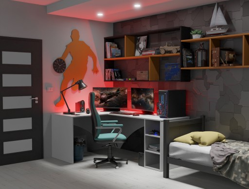 Угловой компьютерный стол Gamer, большой, белый, со светодиодной подсветкой