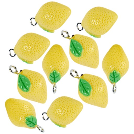 CYTRYNOWE ŻÓŁTE KOLCZYKI CHARMS 10 SZT