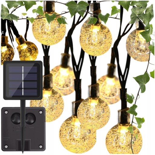 Girlanda SOLARNA OGRODOWA 50 LED Lampki do ogrodu solarne kuleczki 10m
