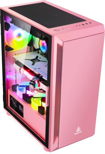 РОЗОВЫЙ КОРПУС ATX USB 3.0 НАВЯЗАННОЕ СТЕКЛЯННОЕ СТЕКЛЯННОЕ ПОДВАЛ ДЛЯ ИГРОВ