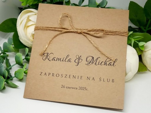 ZS11*2 E Zaproszenie na ślub ślubne ze sznureczkiem