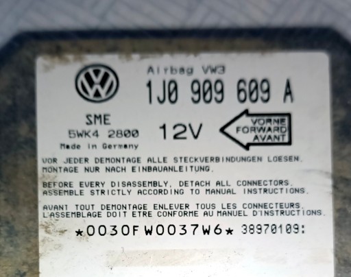 МОДУЛЬ ДАТЧИКА ПОДУШКИ БЕЗОПАСНОСТИ 1J0909609A VW GOLF AUDI BORA