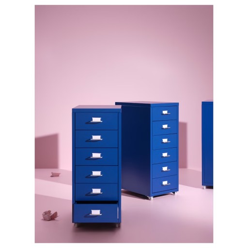 IKEA ХЕЛЬМЕР Мобильный комод, синий 28x69 см