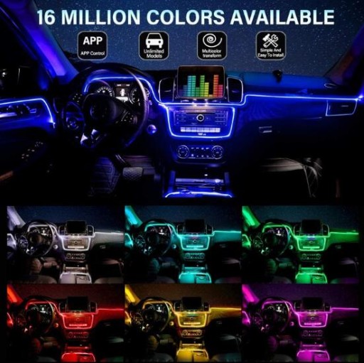 6x EL WIRE FIBER OPTIC LED RGB AMBIENT PILOT 2x8m