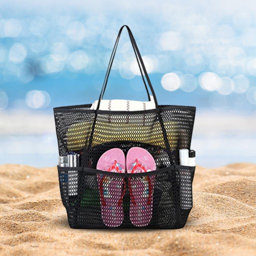 Пляжная сумка Durable Beach Bag Mesh Storage черная