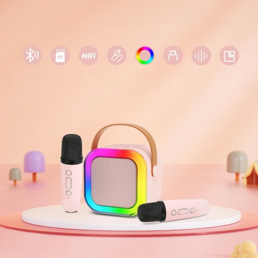 МИНИ-КАРАОКЕ-МАШИНА С 2 МИКРОФОНАМИ МИНИ-ПОРТАТИВНЫЙ ДИНАМИК BLUETOOTH