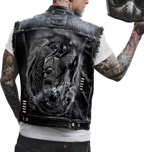 Мужской джинсовый жилет Skull Fashion