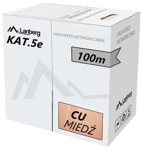 КАБЕЛЬ LAN КАБЕЛЬ ВИТАЯ ПАРА МЕДЬ RJ45 UTP CAT.5E CAT.5E 100M LANBER