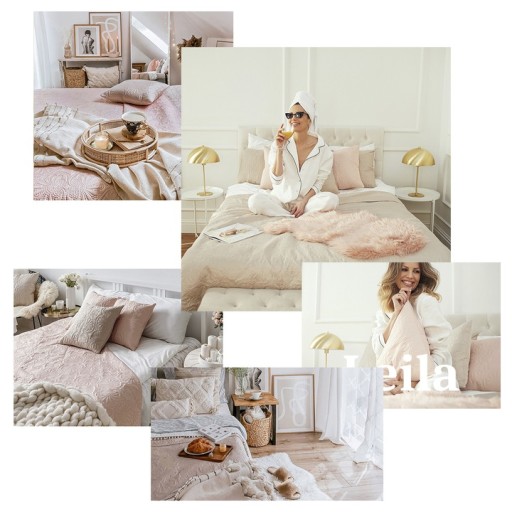 Стеганое покрывало на диван-кровать Диван 200x220 Leila Powder Pink