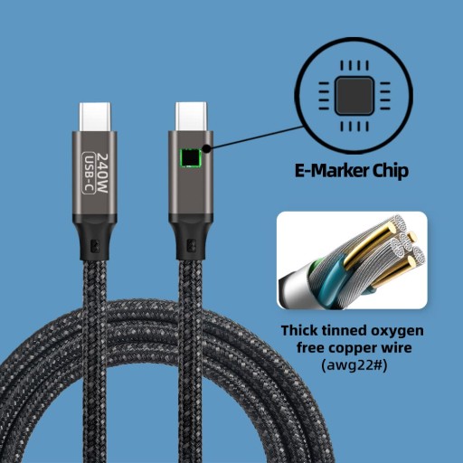 Кабель USB-C-USB-C 240 Вт PD 3.1 USB C 0,5 м