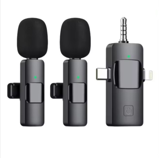 2x MIKROFON BEZPRZEWODOWY KRAWATOWY / ODBIORNIK USB-C LIGHTNING UNIWERSALNY