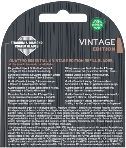 Wilkinson Quattro Essential 4 Vintage, 4 сменных картриджа