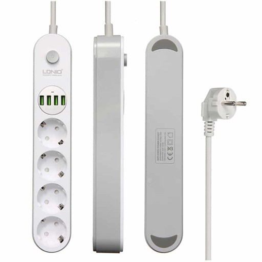 Удлинитель, 4 розетки + 4 удлинительных кабеля USB