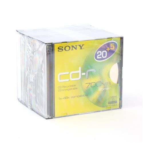 CD-R Sony 700 МБ в тонких коробках, 25 шт.