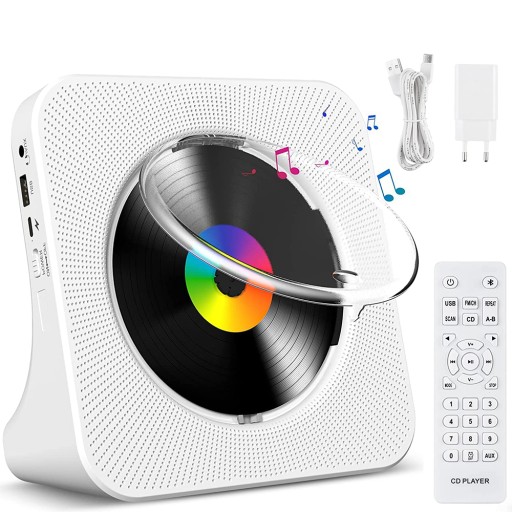 ODTWARZACZ CD BT5.0 GŁOŚNIKI STEREO HI-FI USB LED
