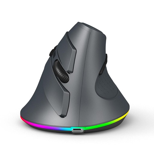 Bezprzewodowa mysz pionowa RGB Cicha z odbiornikiem USB Komputer szary