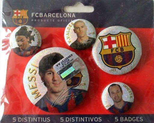Zestaw 5 buttonów FC Barcelona piłkarze odznaki