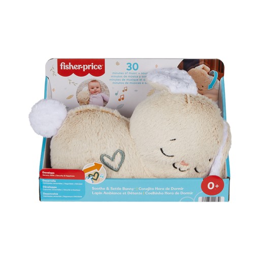 УСПОКАИВАЮЩАЯ ИГРУШКА ДЛЯ ОБНИМАНИЙ FISHER PRICE СО ЗВУКАМИ СПЯЩИЙ ЗАЙЧИК