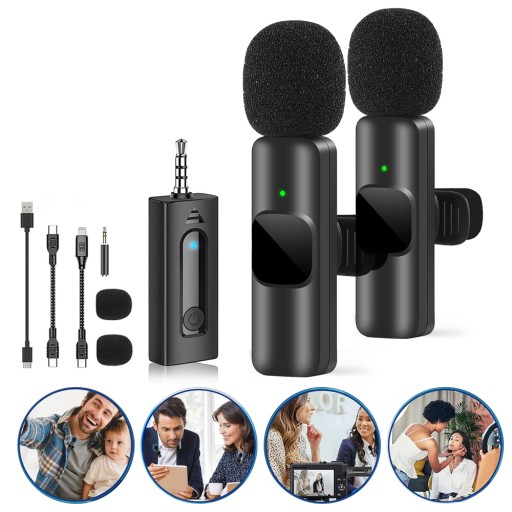 K35 BEZPRZEWODOWY 2W1 WZMACNIACZ MIKROFON DO NAGRYWANIA KRAWATOWY USB-C