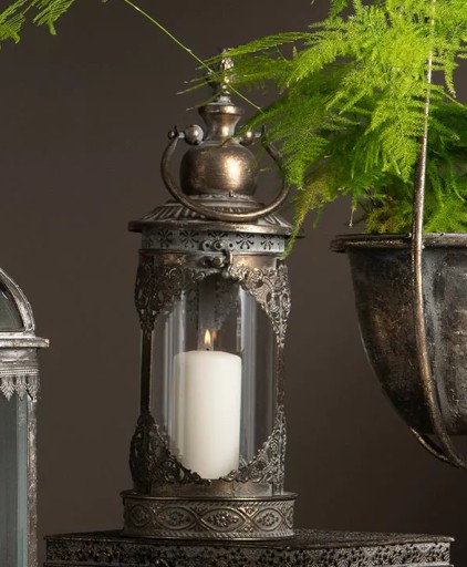 LAMPION LATARNIA NA TARAS do salonu metalowy szklany retro vintage