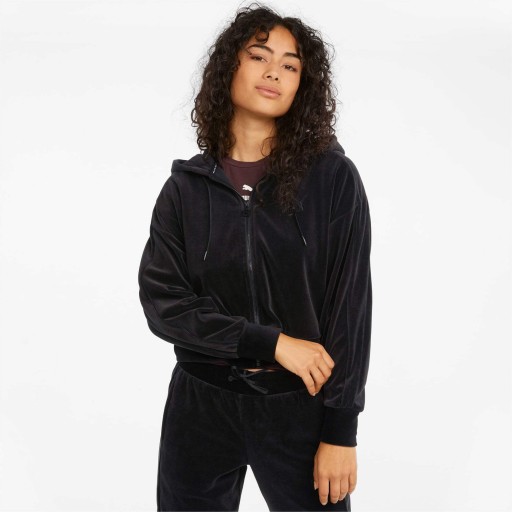 Puma Iconic T7 Велюровый черный женский свитшот размер 42 XL