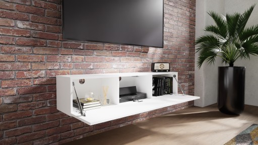 КИРА Тумба под телевизор, комод, 140 см FRONT GLOSS, подвесной или стоячий