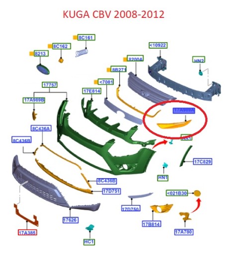 НАКЛАДКА БАМПЕРА ПЕРЕДНЯЯ ЛЕВАЯ FORD KUGA Mk1 2008-12