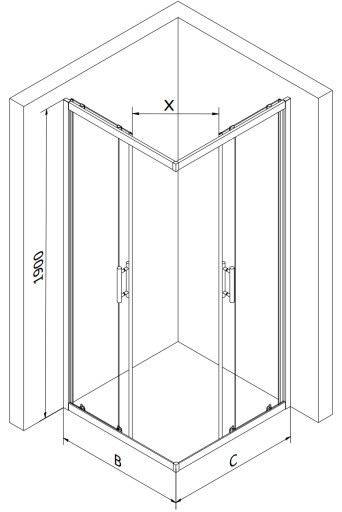 MEXEN RIO FROST ДУШЕВАЯ КАБИНА 90 x 90 СМ ХРОМ