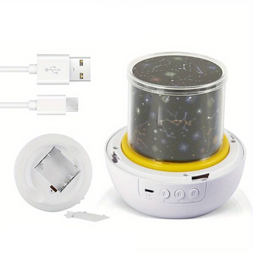 LAMPKA NOCNA PROJEKTOR GWIAZD NIEBA OBROTOWA 360° RZUTNIK DLA DZIECI LED
