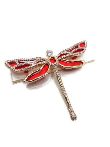 Luxus Dragonfly Brooch Red Gold 18k GP + подарочная коробка